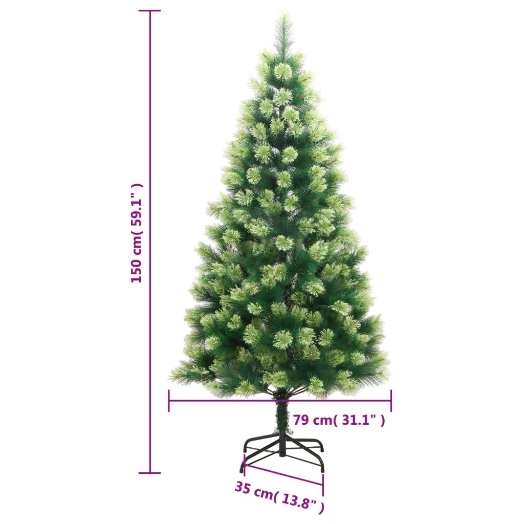 vidaXL Artificial Hinged Christmas Tree with Stand 59.1"-0