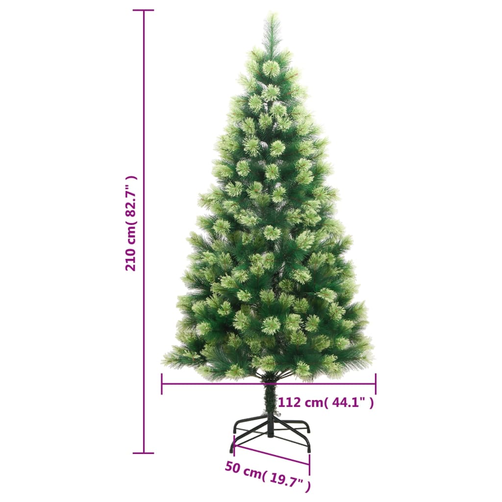 vidaXL Artificial Hinged Christmas Tree with Stand 82.7"-0