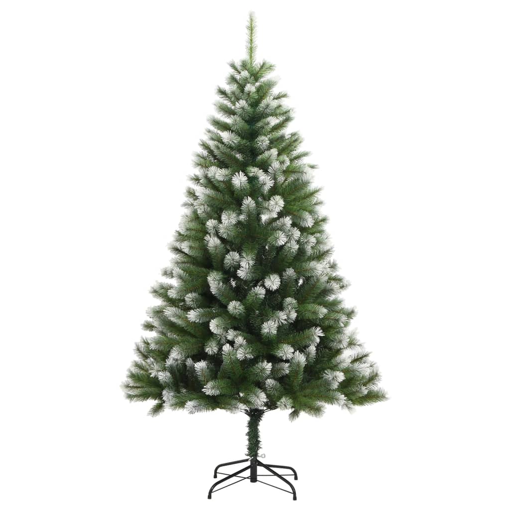 vidaXL Artificial Hinged Christmas Tree with Flocked Snow 82.7"-0