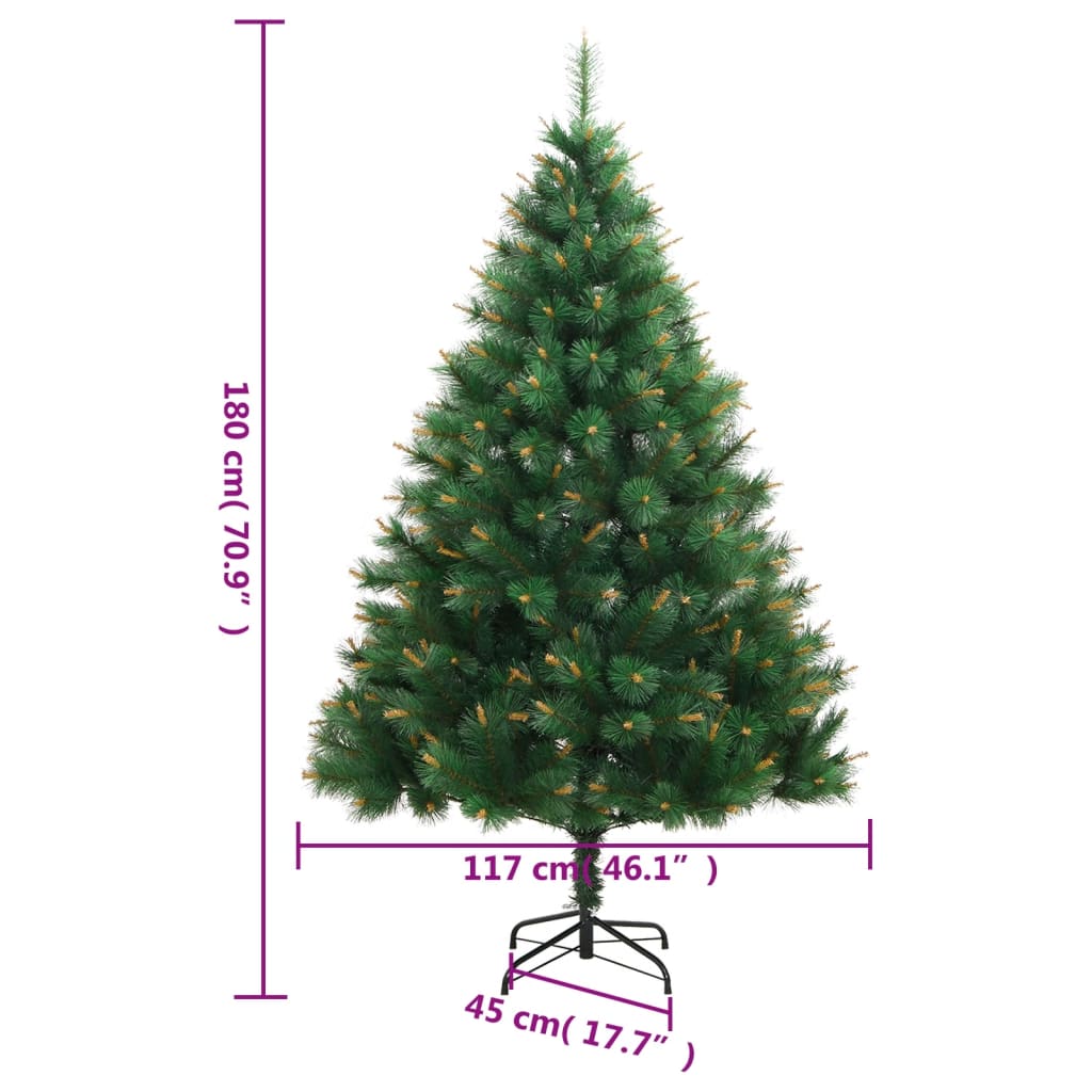 vidaXL Artificial Hinged Christmas Tree with Stand 70.9"-6