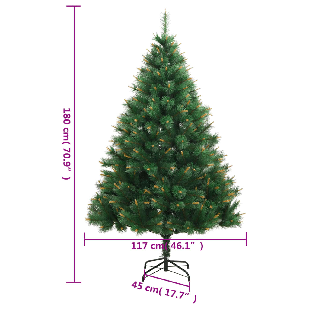 vidaXL Artificial Hinged Christmas Tree with Stand 70.9"-7