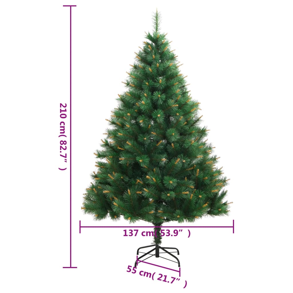 vidaXL Artificial Hinged Christmas Tree with Stand 82.7"-0