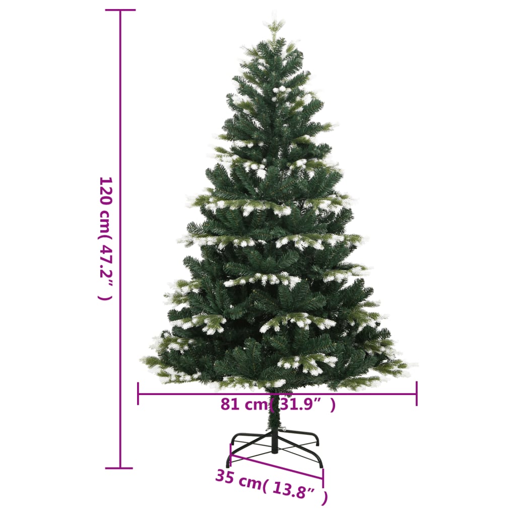 vidaXL Artificial Hinged Christmas Tree with Flocked Snow 47.2"-0