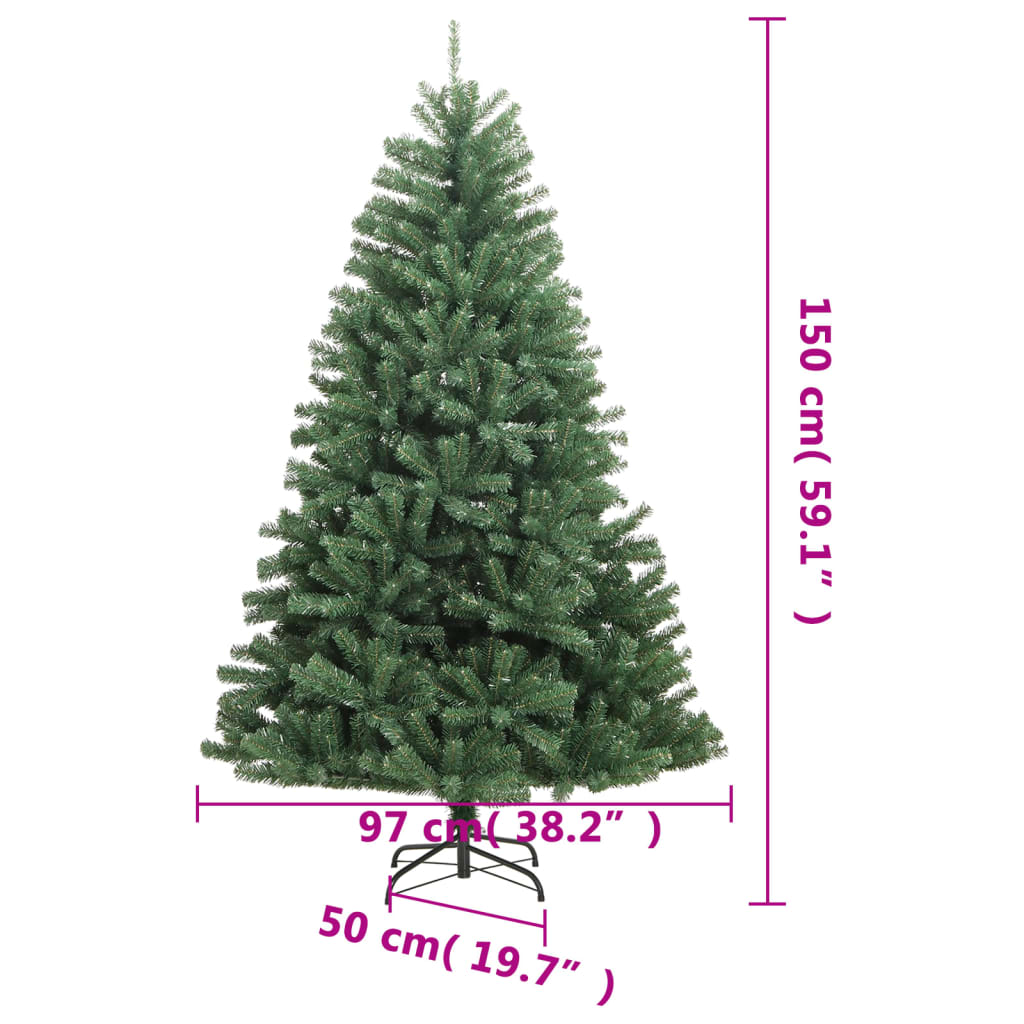 vidaXL Artificial Hinged Christmas Tree with Stand Green 59.1"-8