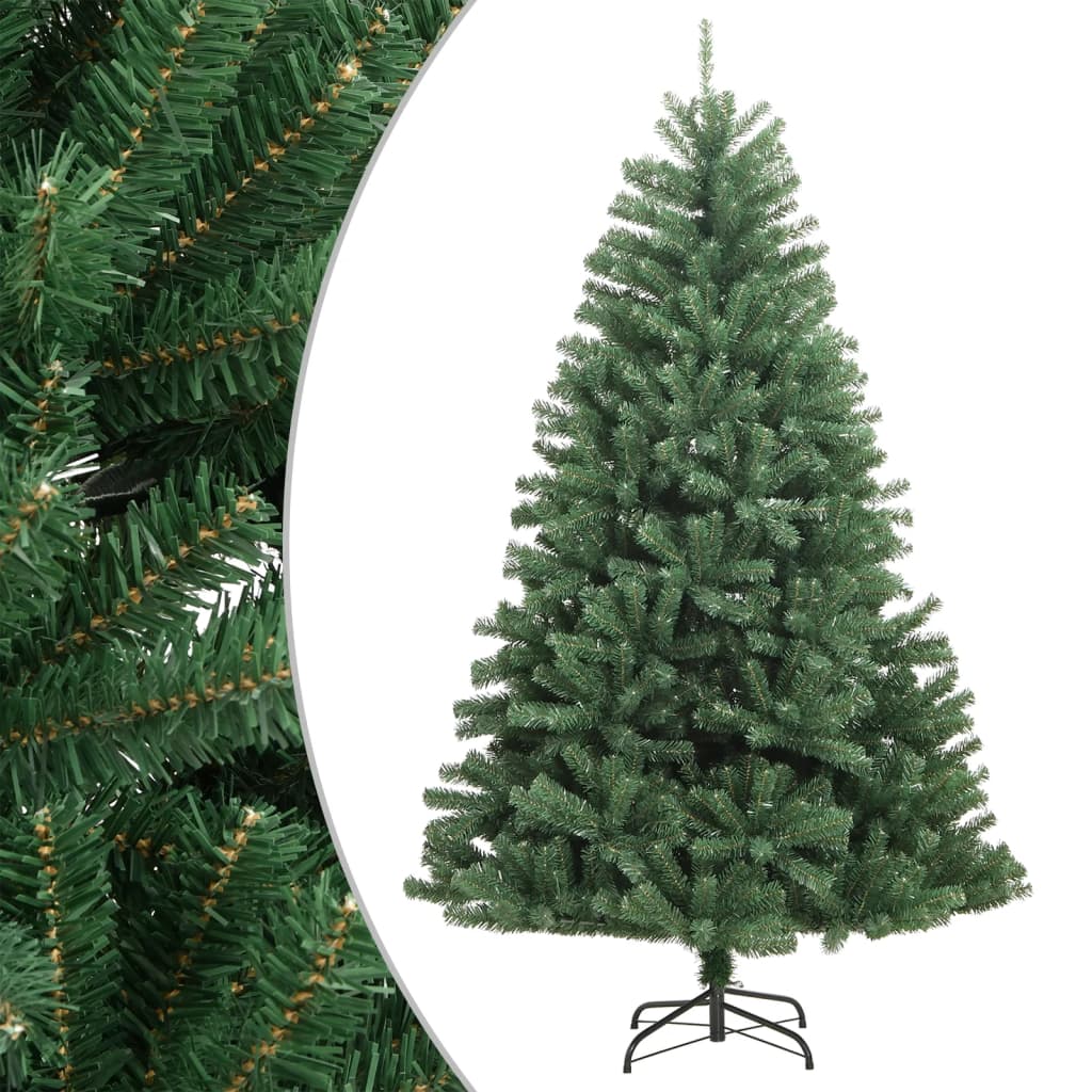 vidaXL Artificial Hinged Christmas Tree with Stand Green 82.7"-6