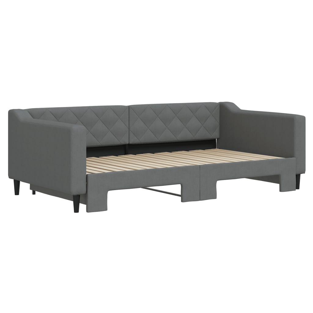 vidaXL Daybed with Trundle Dark Gray 39.4"x74.8" Fabric-1