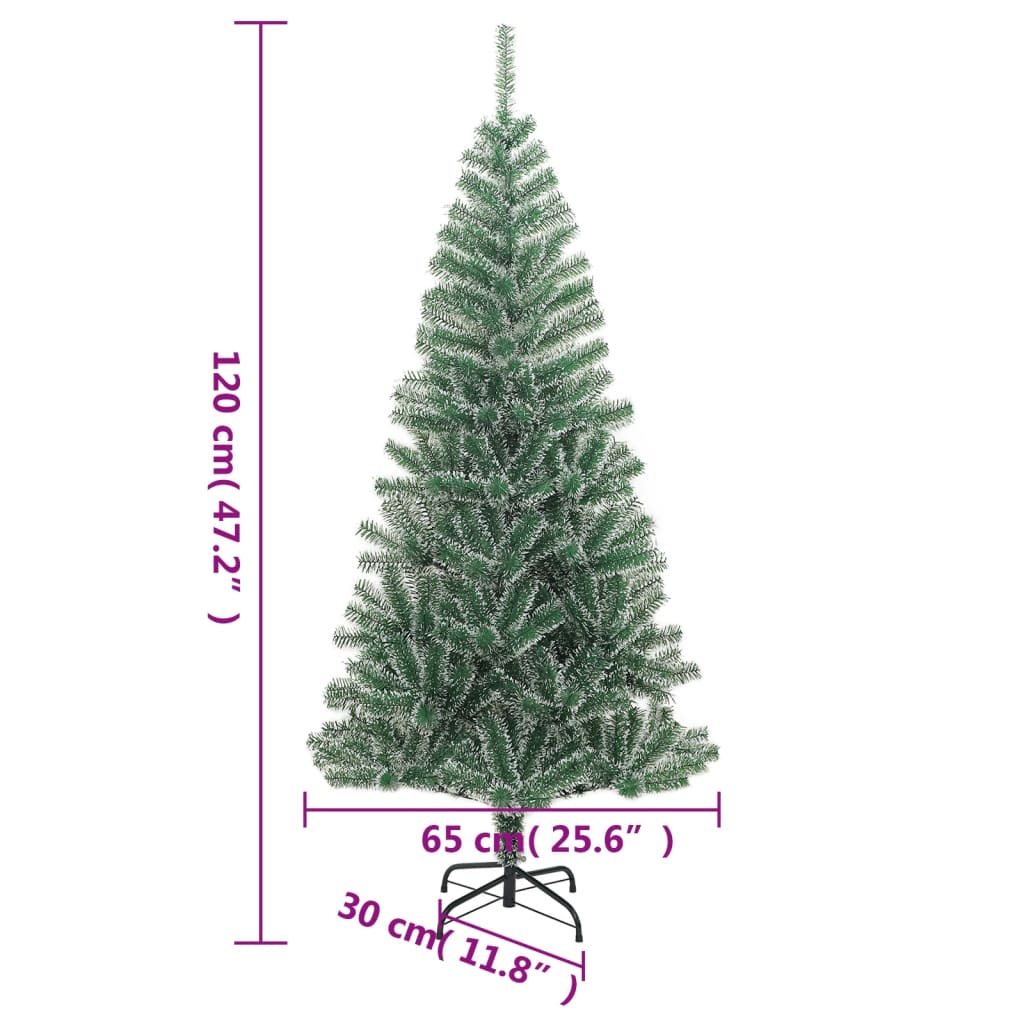 vidaXL Artificial Christmas Tree with Flocked Snow Green 47.2"-0