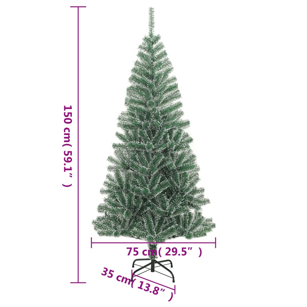 vidaXL Artificial Christmas Tree with Flocked Snow Green 59.1"-5