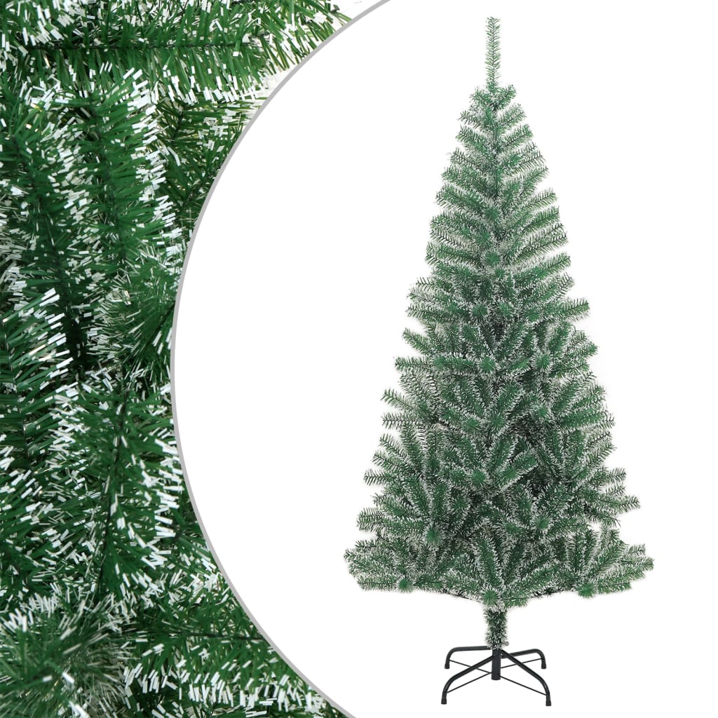 vidaXL Artificial Christmas Tree with Flocked Snow Green 70.9"-6