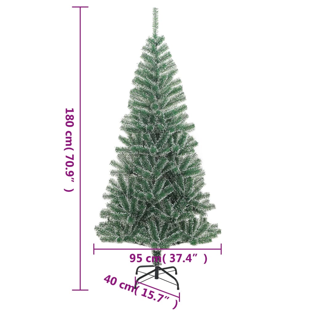 vidaXL Artificial Christmas Tree with Flocked Snow Green 70.9"-5