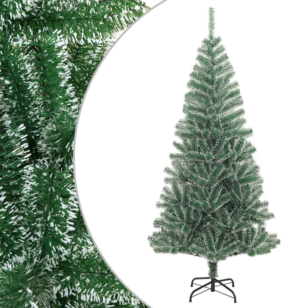 vidaXL Artificial Christmas Tree with Flocked Snow Green 82.7"-6