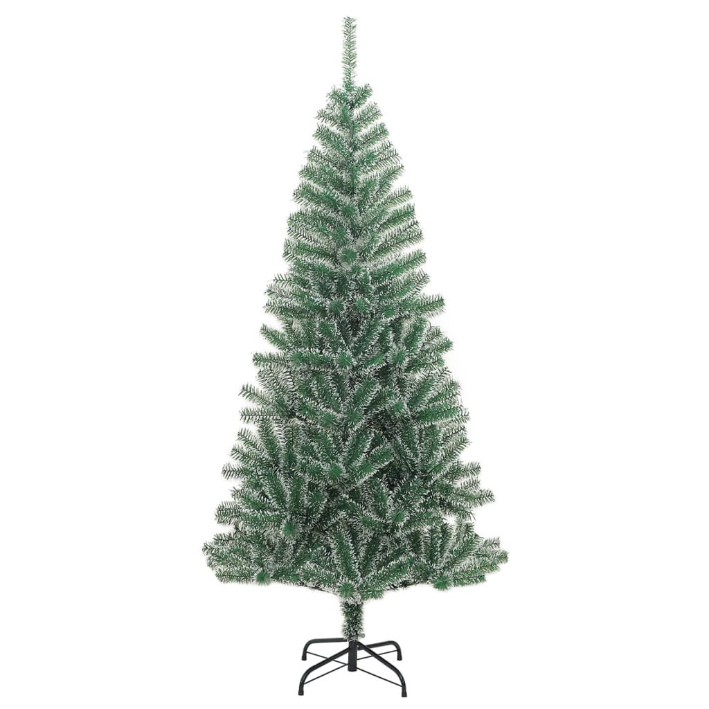 vidaXL Artificial Christmas Tree with Flocked Snow Green 82.7"-0