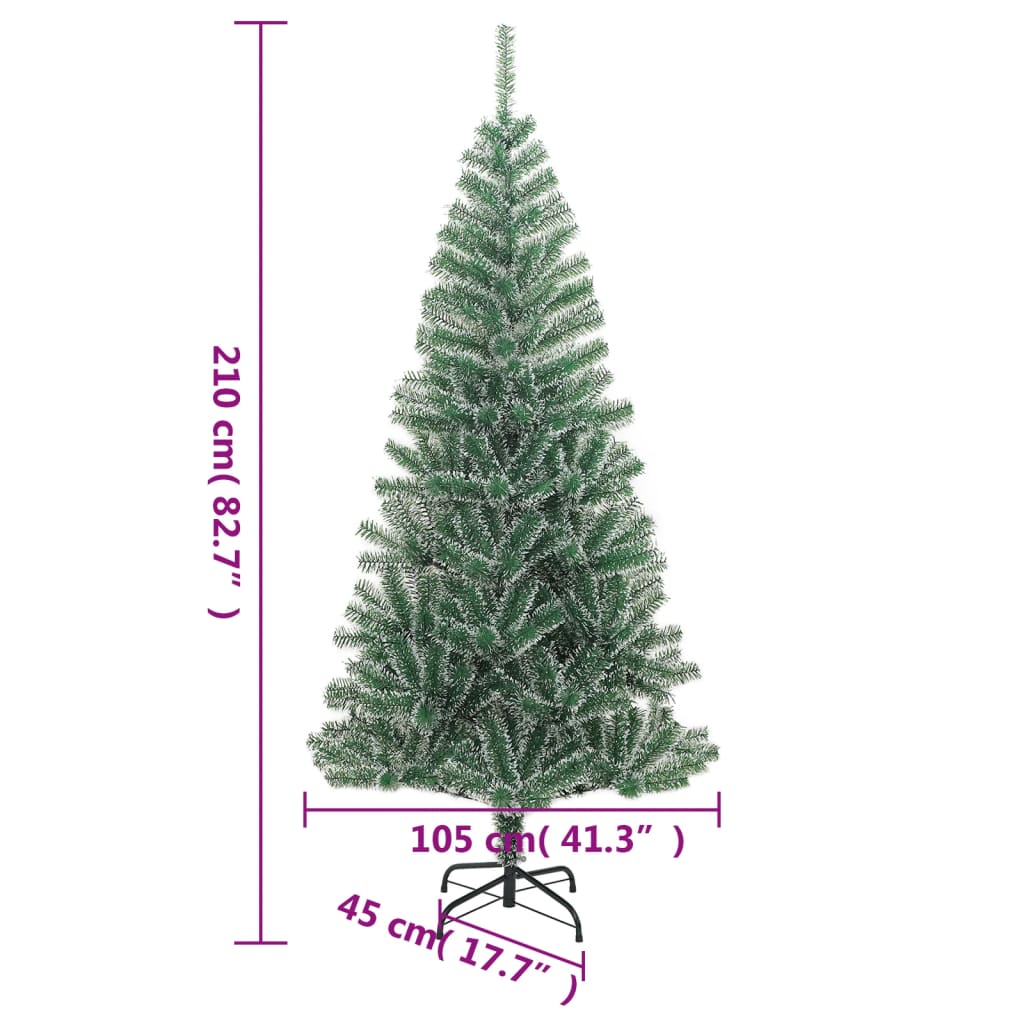 vidaXL Artificial Christmas Tree with Flocked Snow Green 82.7"-5