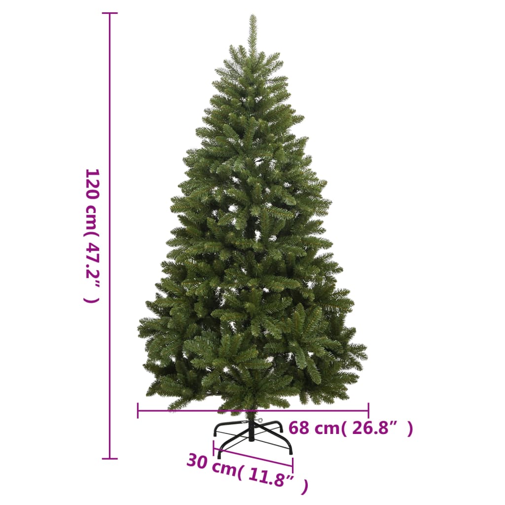 vidaXL Artificial Hinged Christmas Tree with Stand Green 47.2"-0