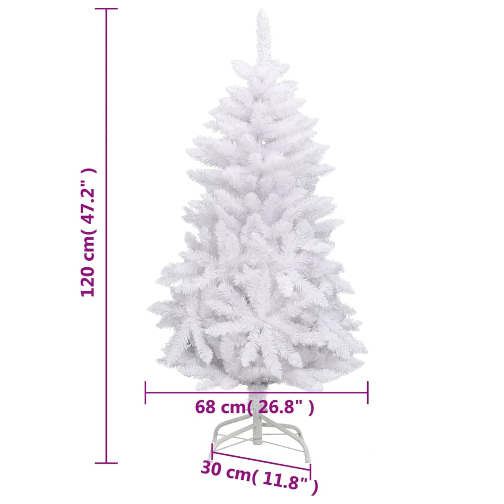 vidaXL Artificial Hinged Christmas Tree with Stand White 47.2"-8