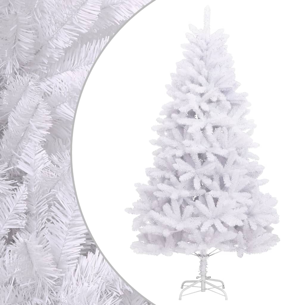 vidaXL Artificial Hinged Christmas Tree with Stand White 82.7"-6