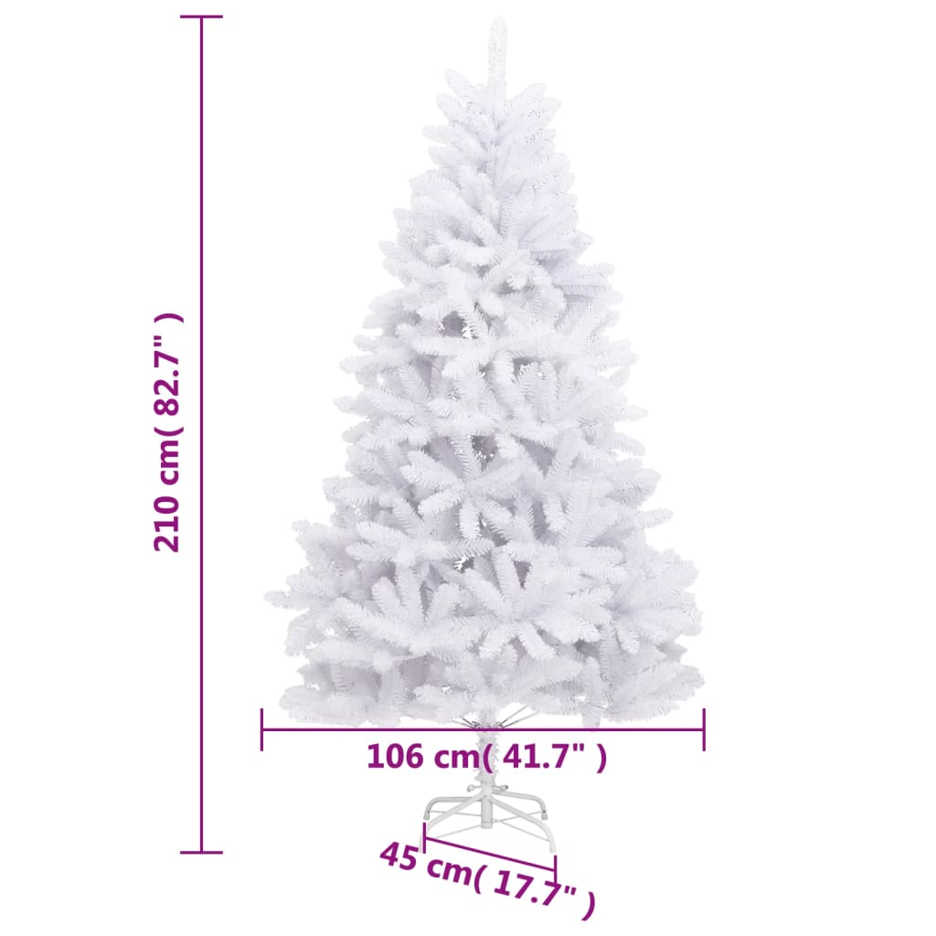 vidaXL Artificial Hinged Christmas Tree with Stand White 82.7"-7