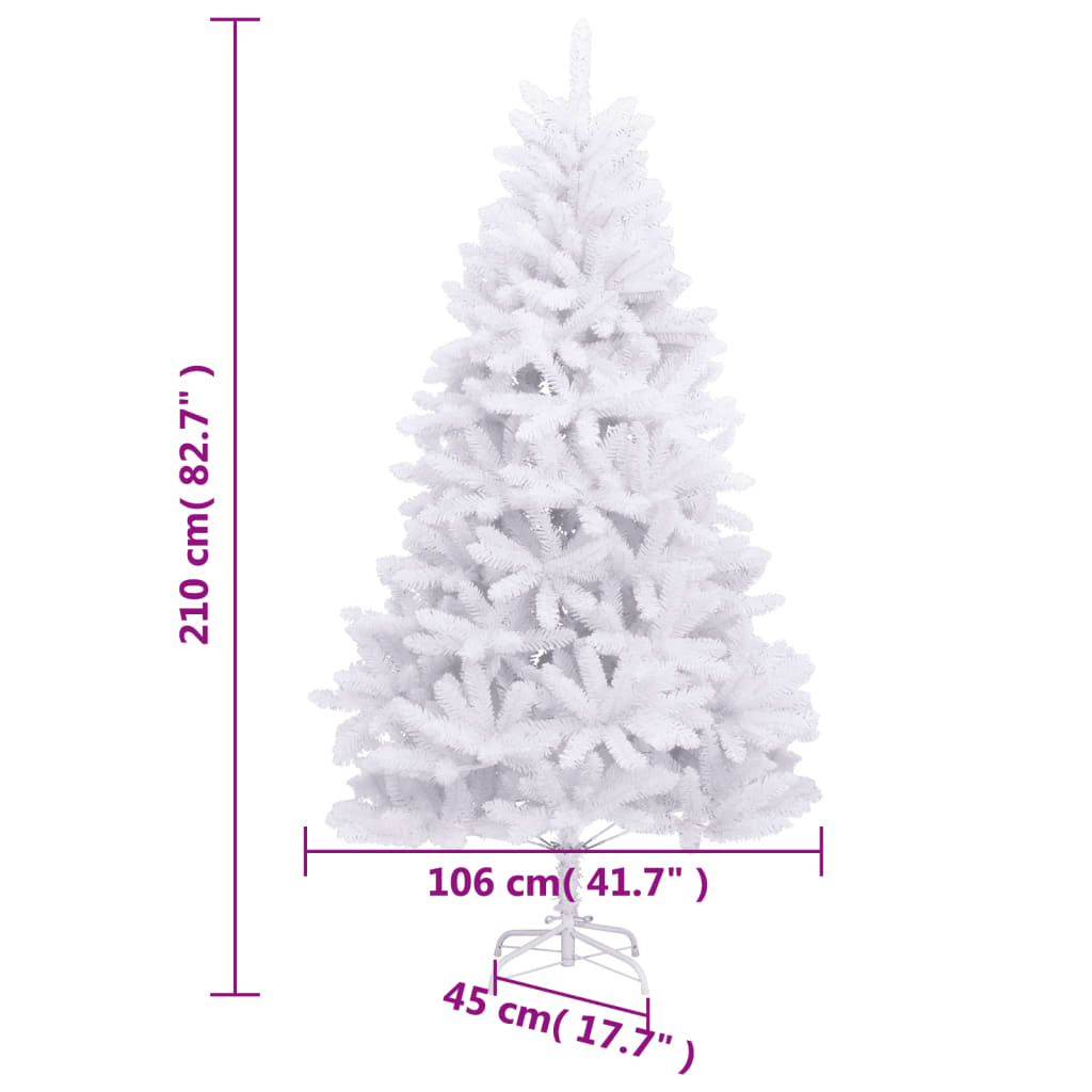 vidaXL Artificial Hinged Christmas Tree with Stand White 82.7"-8