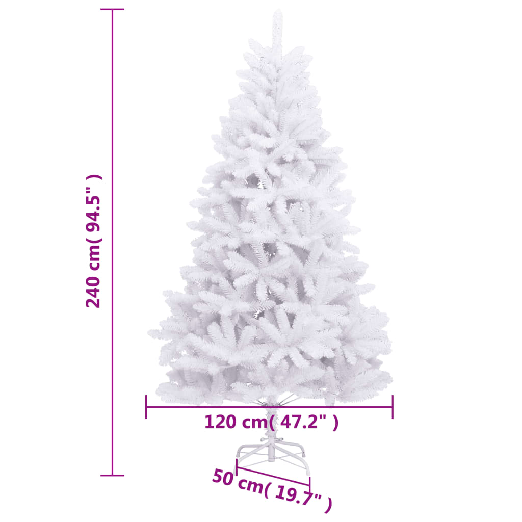 vidaXL Artificial Hinged Christmas Tree with Stand White 94.5"-7