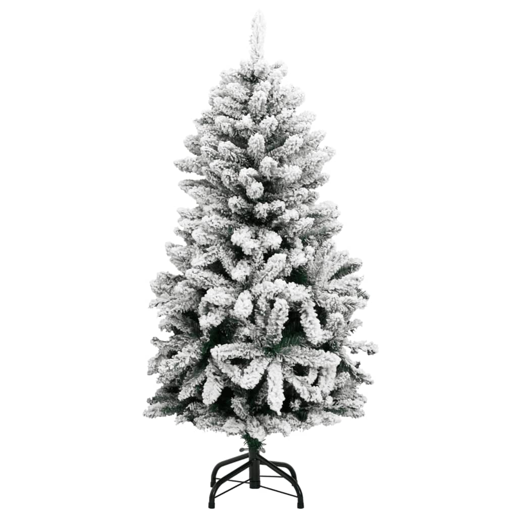 vidaXL Artificial Hinged Christmas Tree with Flocked Snow 59.1"-0