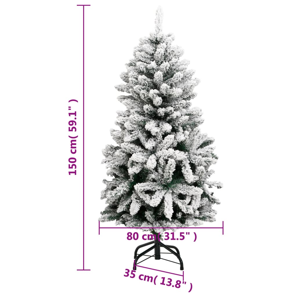 vidaXL Artificial Hinged Christmas Tree with Flocked Snow 59.1"-7