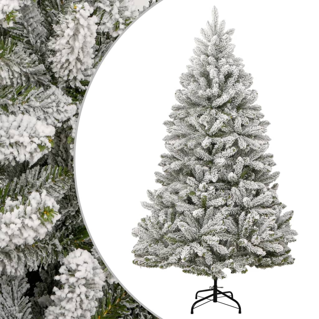 vidaXL Artificial Hinged Christmas Tree with Flocked Snow 70.9"-6