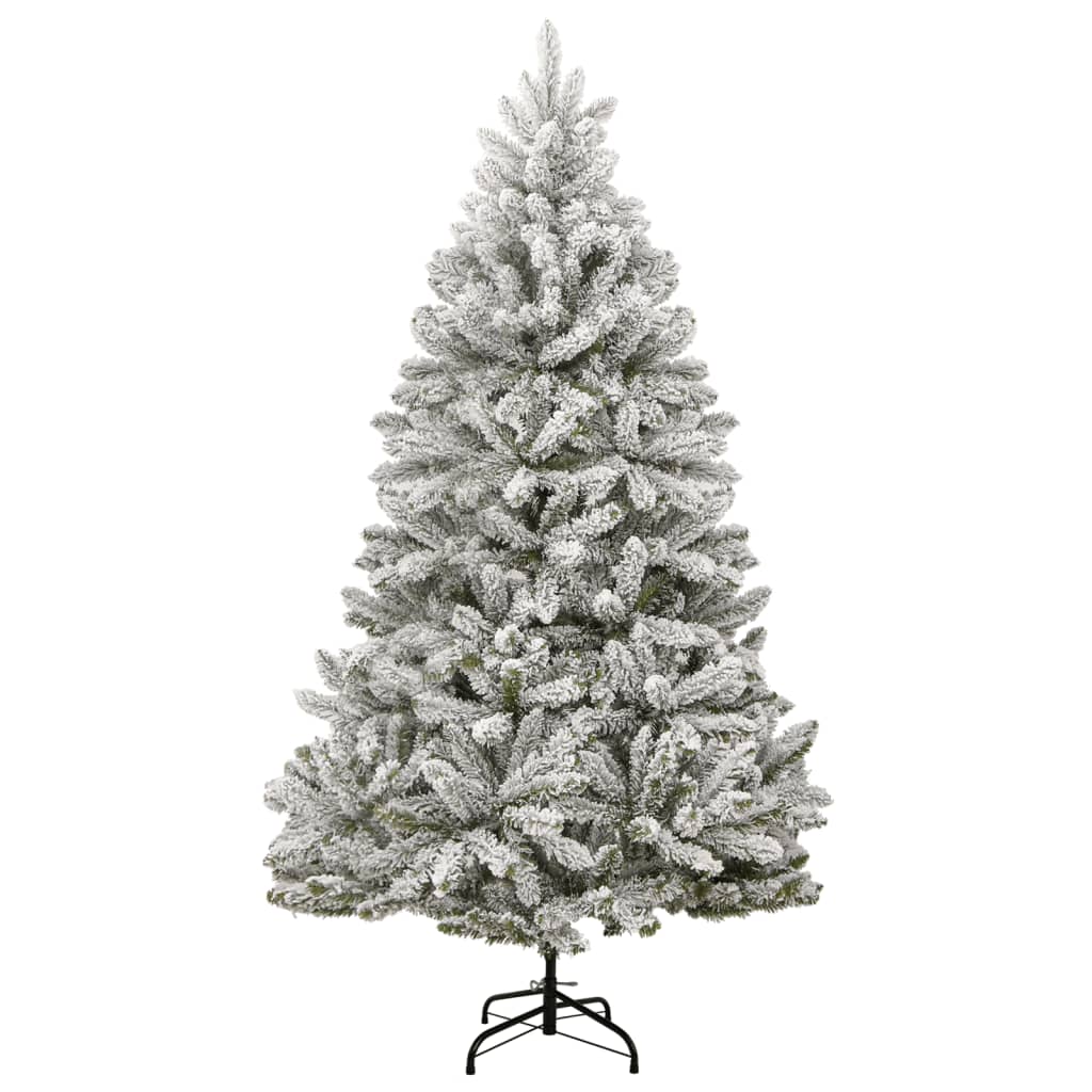 vidaXL Artificial Hinged Christmas Tree with Flocked Snow 70.9"-0