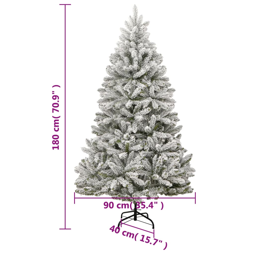 vidaXL Artificial Hinged Christmas Tree with Flocked Snow 70.9"-7