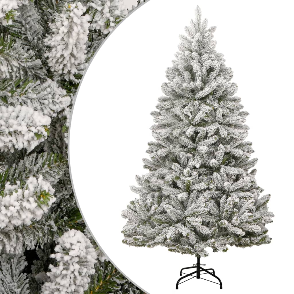 vidaXL Artificial Hinged Christmas Tree with Flocked Snow 82.7"-6