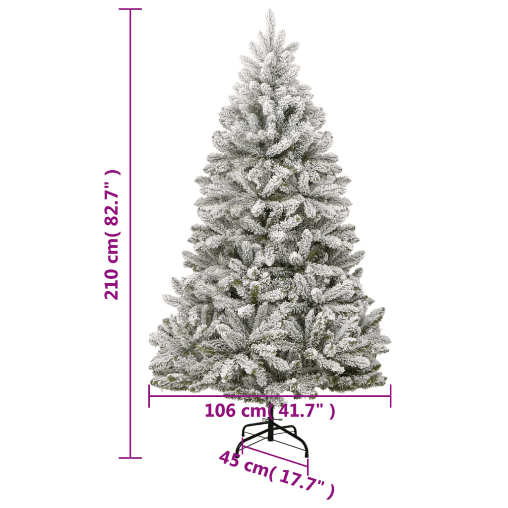 vidaXL Artificial Hinged Christmas Tree with Flocked Snow 82.7"-7