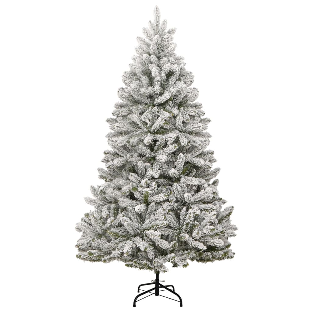 vidaXL Artificial Hinged Christmas Tree with Flocked Snow 94.5"-0