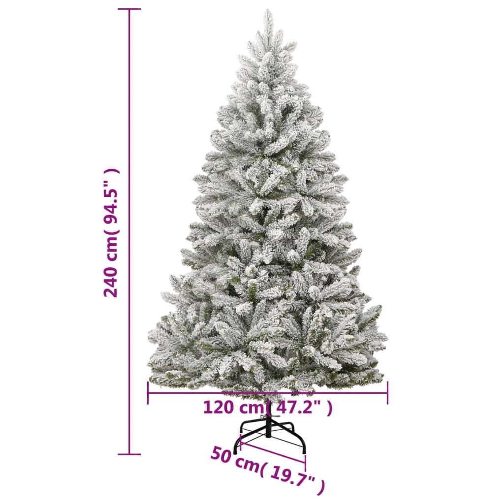 vidaXL Artificial Hinged Christmas Tree with Flocked Snow 94.5"-7