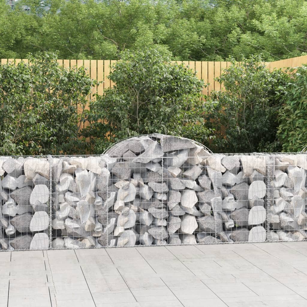 vidaXL Arched Gabion Baskets 3 pcs 78.7"x19.7"x31.5"/39.4" Galvanized Iron-2