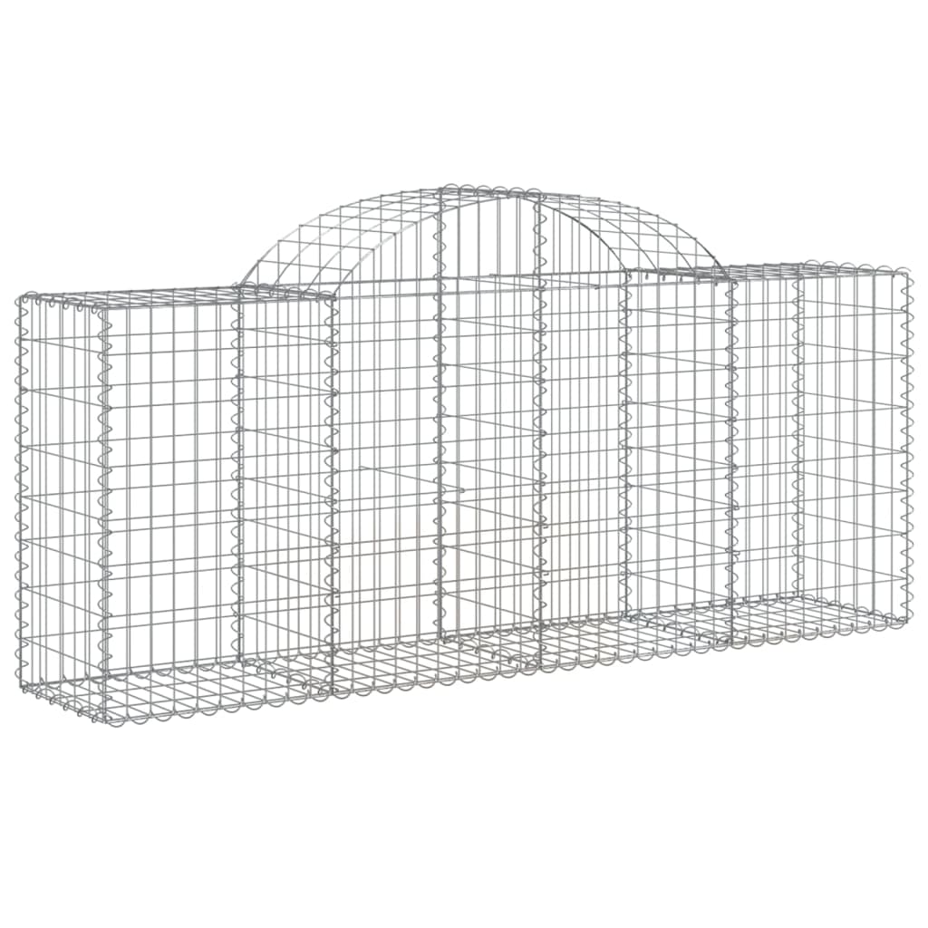 vidaXL Arched Gabion Baskets 4 pcs 78.7"x19.7"x31.5"/39.4" Galvanized Iron-0