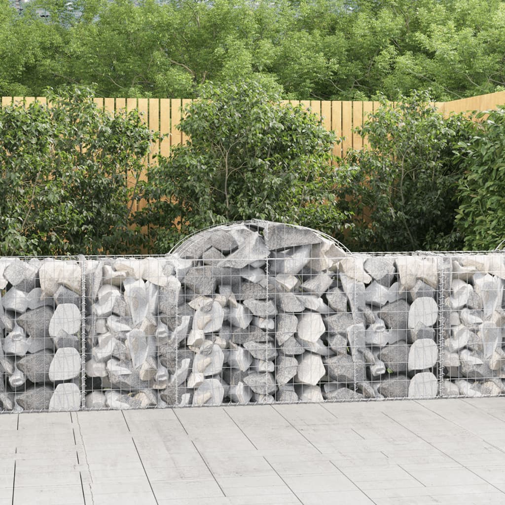 vidaXL Arched Gabion Baskets 5 pcs 78.7"x19.7"x31.5"/39.4" Galvanized Iron-2