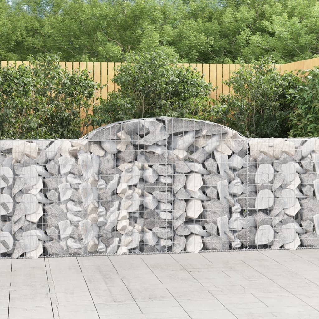 vidaXL Arched Gabion Baskets 3 pcs 118.1"x11.8"x39.4"/47.2" Galvanized Iron-2