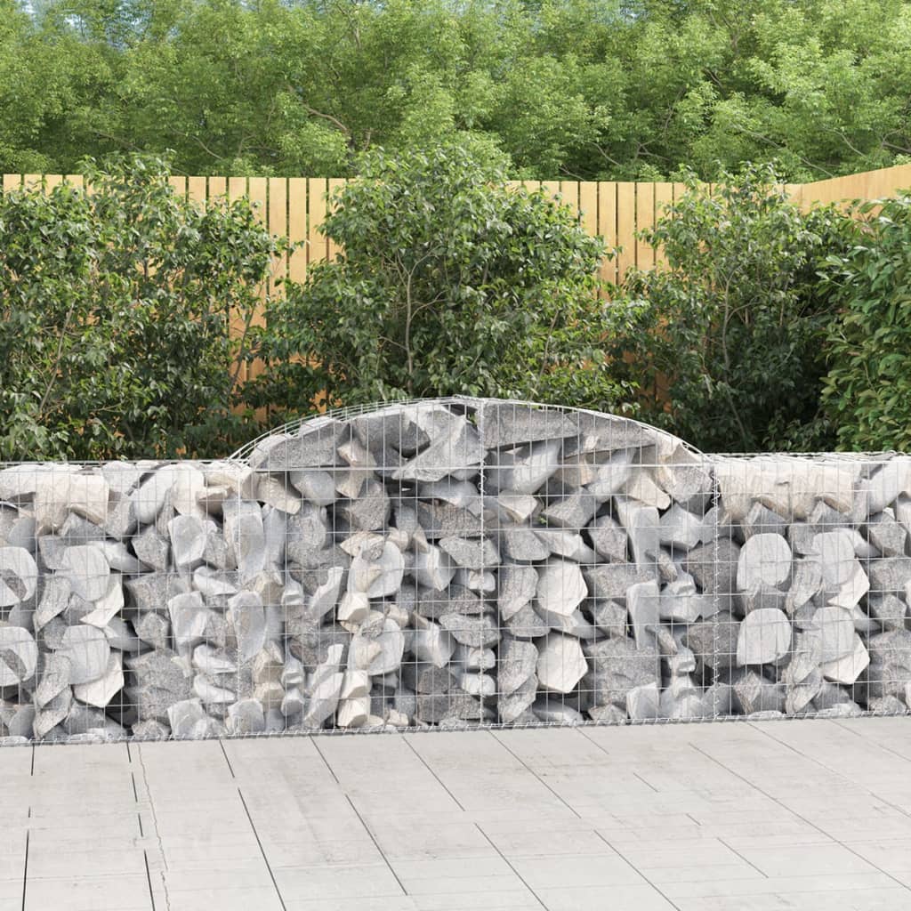 vidaXL Arched Gabion Baskets 3 pcs 118.1"x19.7"x31.5"/39.4" Galvanized Iron-2