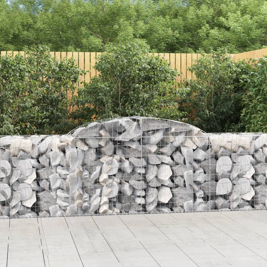 vidaXL Arched Gabion Baskets 4 pcs 118.1"x19.7"x31.5"/39.4" Galvanized Iron-2