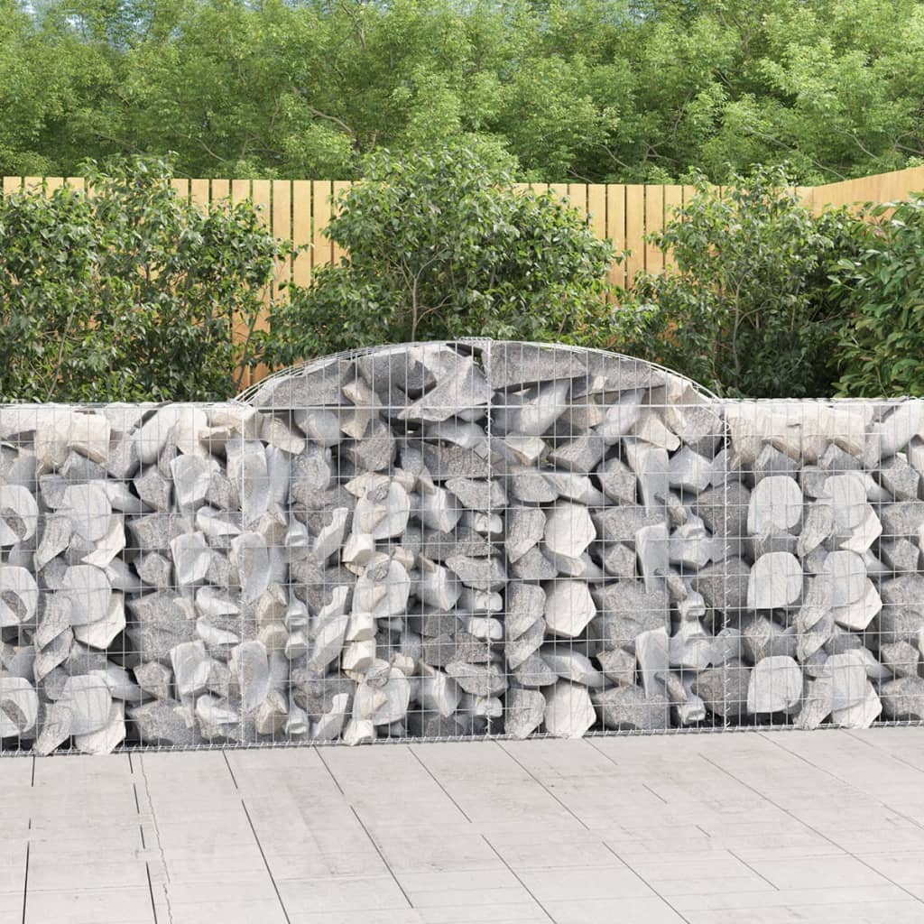 vidaXL Arched Gabion Baskets 3 pcs 118.1"x19.7"x39.4"/47.2" Galvanized Iron-2