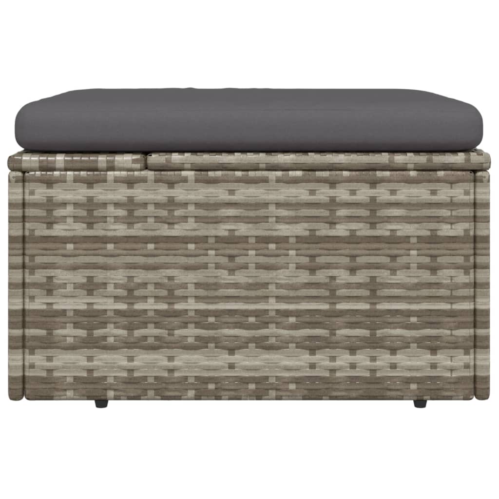 vidaXL Patio Footrest with Cushion Gray 21.7"x21.7"x11.8" Poly Rattan-5