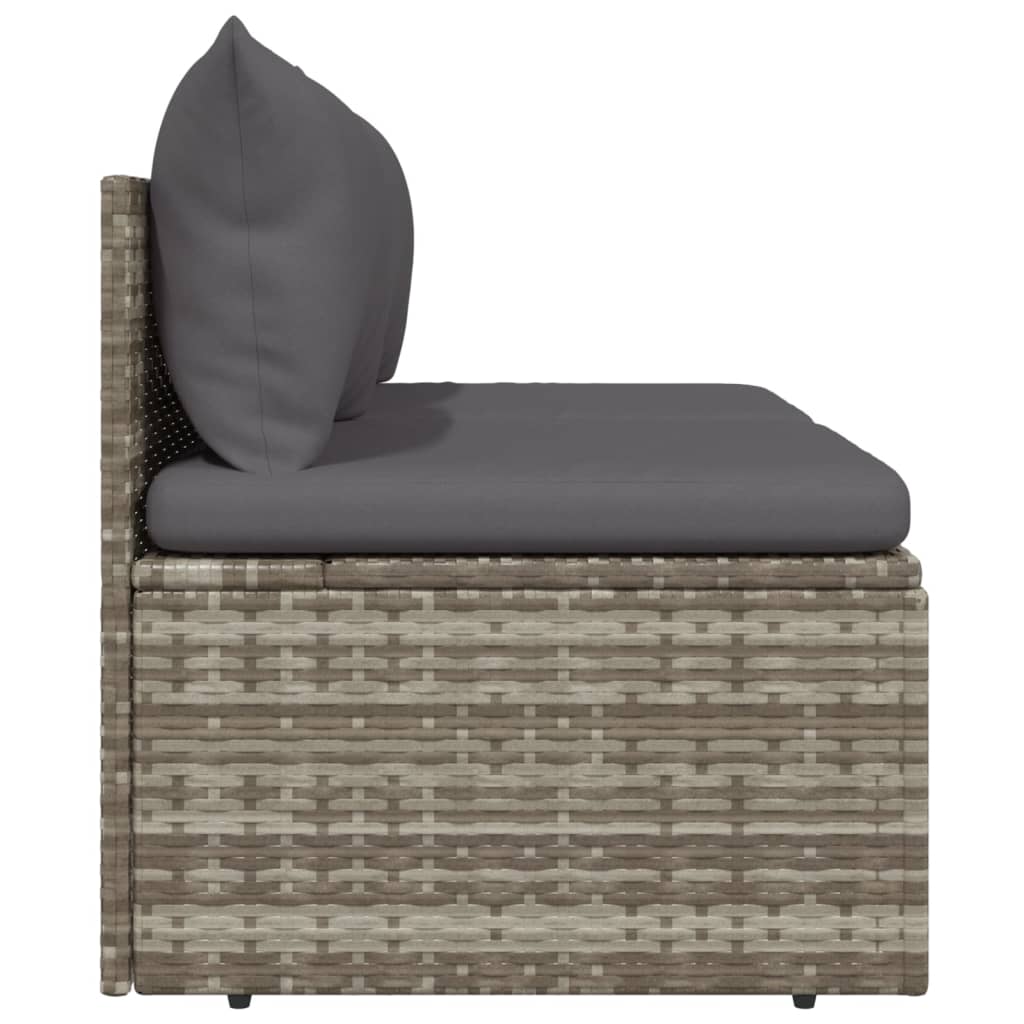 vidaXL 2-Seater Patio Sofa with Cushions Gray Poly Rattan-7