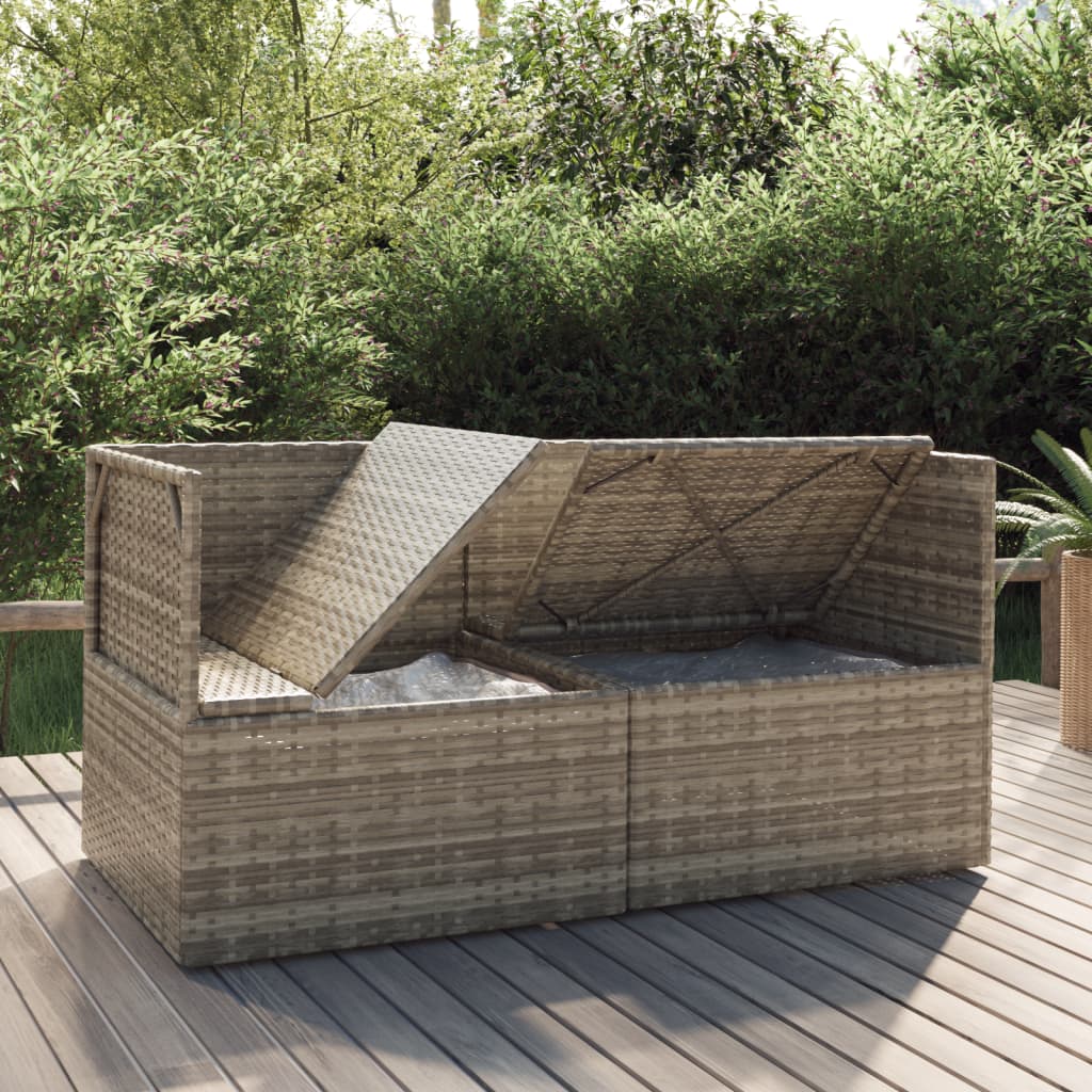 vidaXL 2-Seater Patio Sofa with Cushions Gray Poly Rattan-1