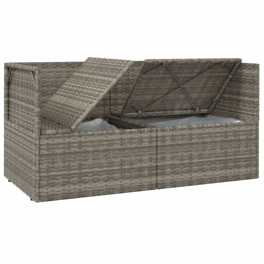 vidaXL 2-Seater Patio Sofa with Cushions Gray Poly Rattan-7