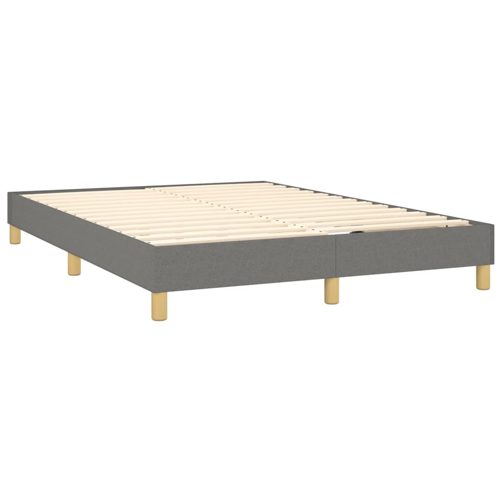 Box Spring Bed with Mattress Dark Gray Queen Fabric