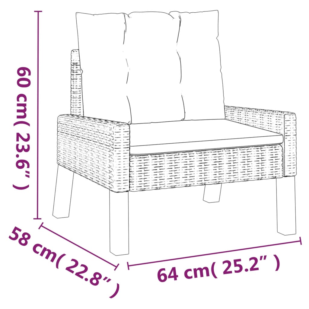 vidaXL 4 Piece Patio Lounge Set with Cushions Poly Rattan and Solid Wood-7