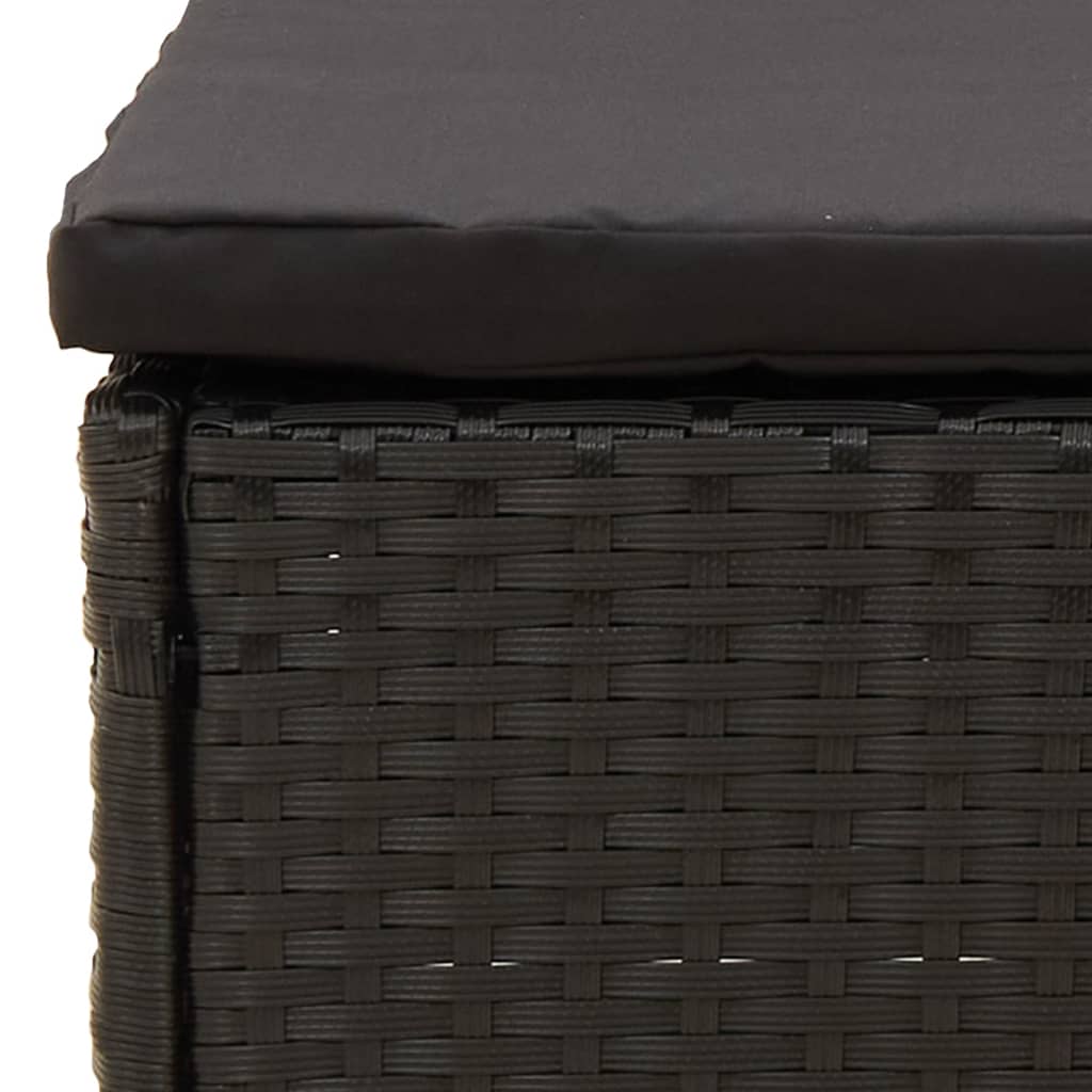 vidaXL Patio Footstool with Cushion Black Poly Rattan-4