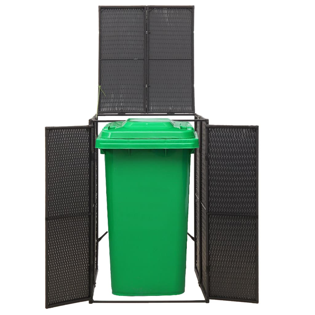 vidaXL Bin Store Outdoor Trash Can Storage Single Wheelie Bin Shed Poly Rattan-5