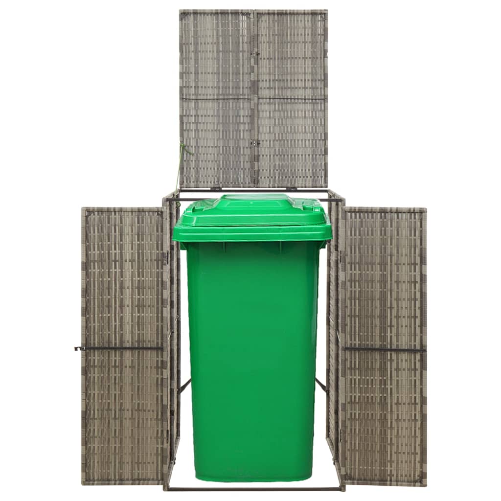 vidaXL Bin Store Outdoor Trash Can Storage Single Wheelie Bin Shed Poly Rattan-13