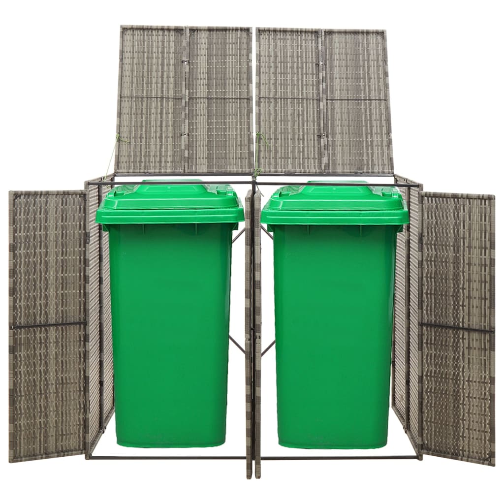 vidaXL Bin Store Outdoor Trash Can Storage Single Wheelie Bin Shed Poly Rattan-13