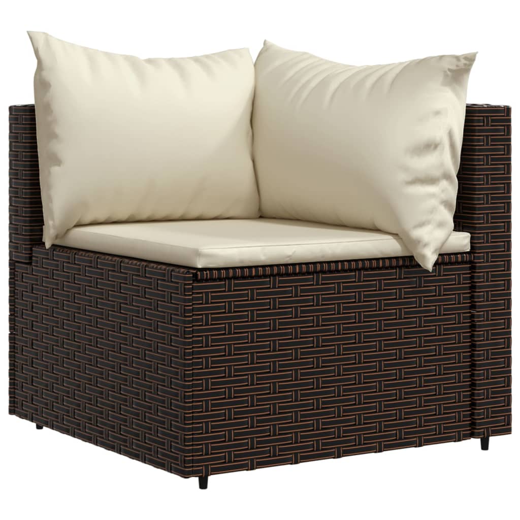 vidaXL 4 Piece Patio Lounge Set with Cushions Brown Poly Rattan-2